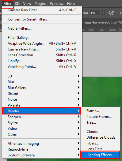 add light in photoshop filter tab