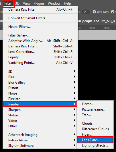 add light in photoshop lens flare
