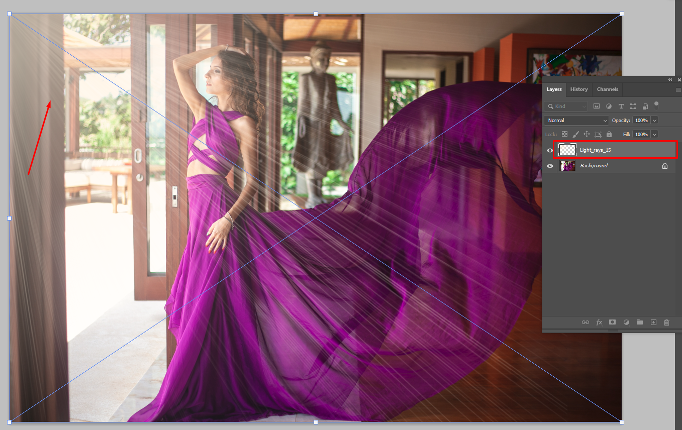 add light in photoshop light rays