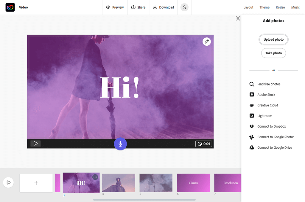 add media file to create video in adobe cc express