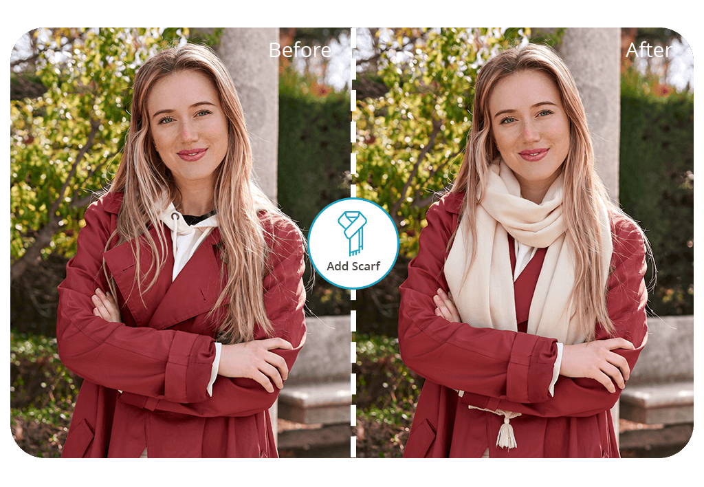 add scarf in photo