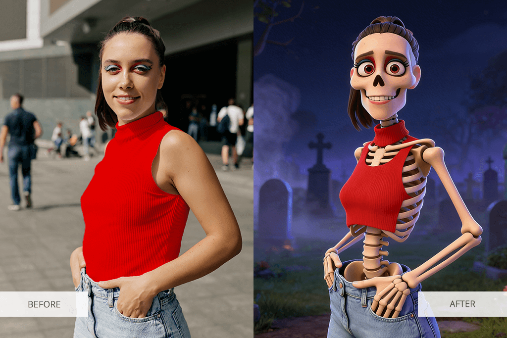 add skeleton effect to photo