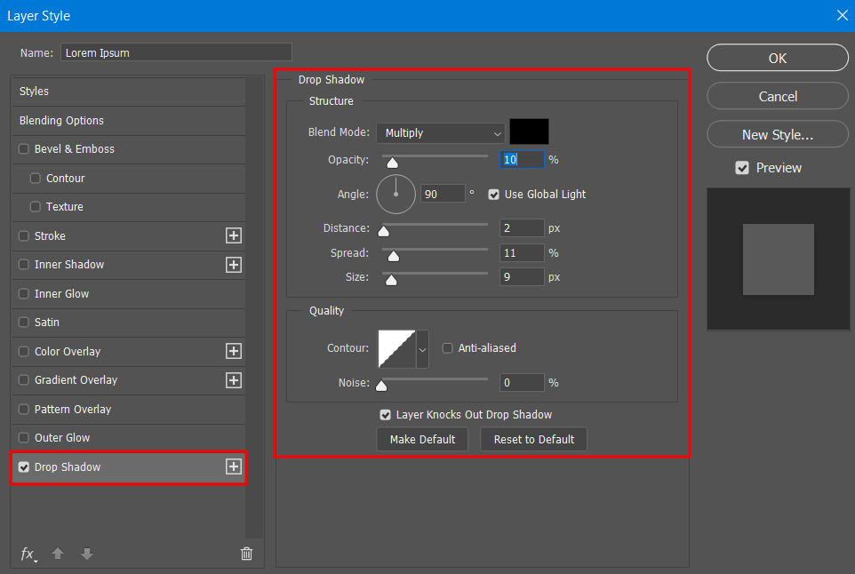 adding shadow to text in photoshop adjustments