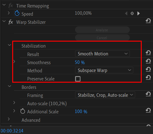 adding stabilization in premiere pro to make timelapse video