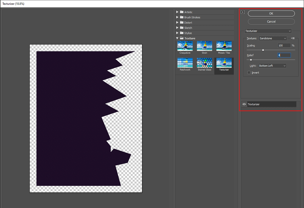adjust texture parameters to add texture in illustrator