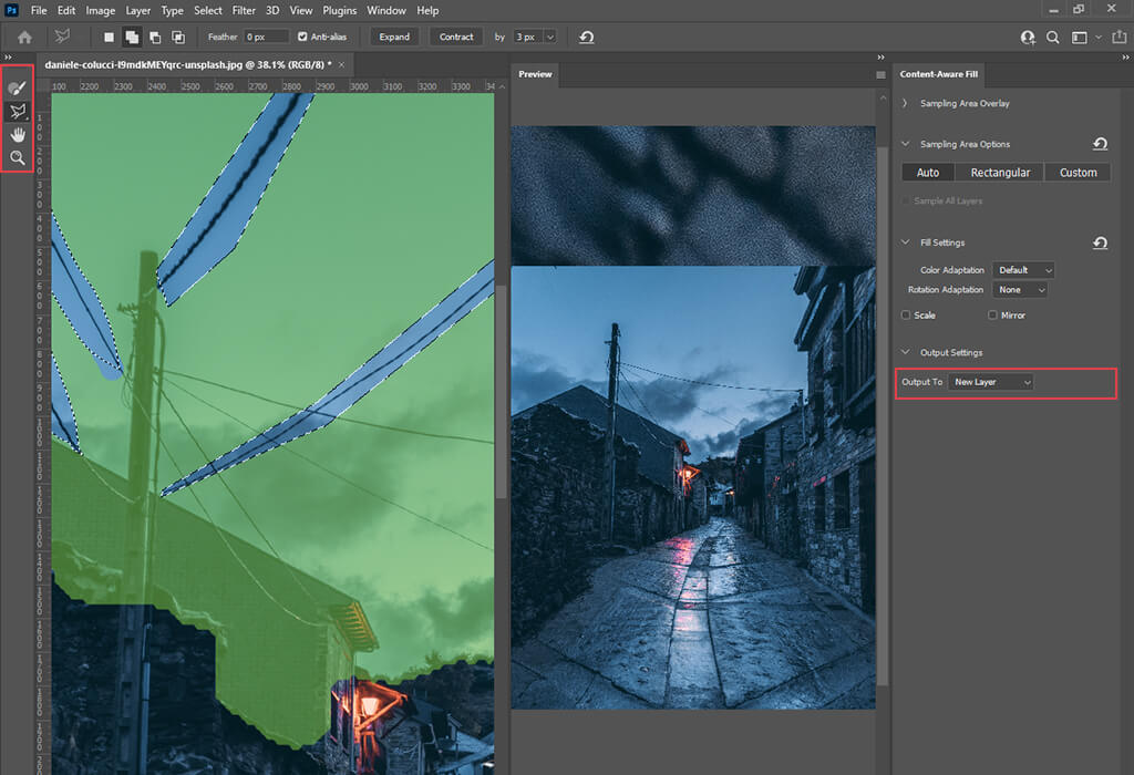 adjustments to remove power lines in photoshop