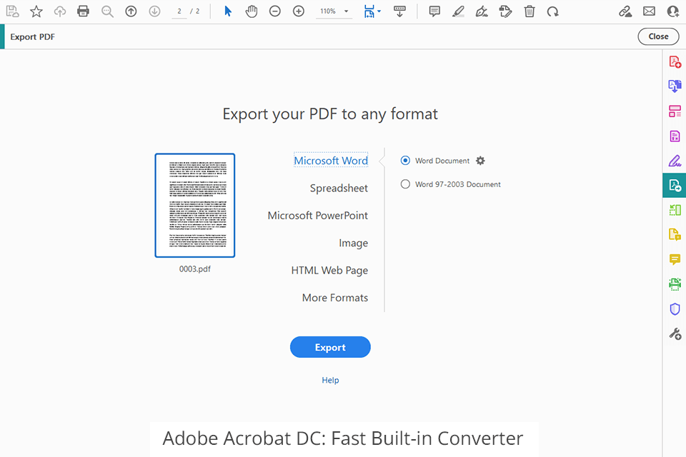 adobe acrobat dc fast built-in convert