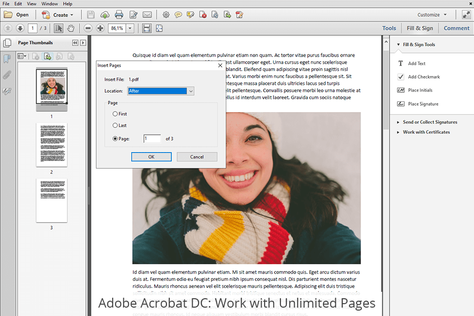 adobe acrobat dc work with unlimited pages