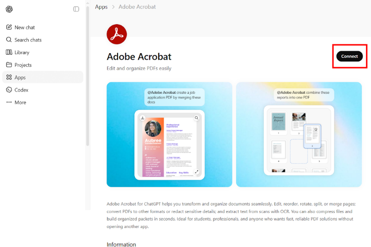 adobe acrobat in chatgpt connection