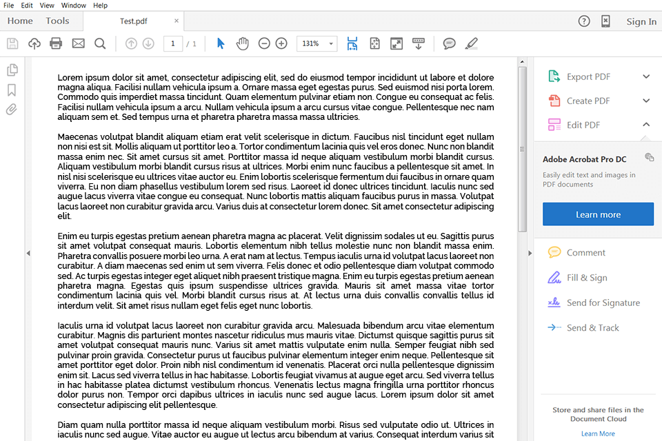 interface adobe acrobat dc