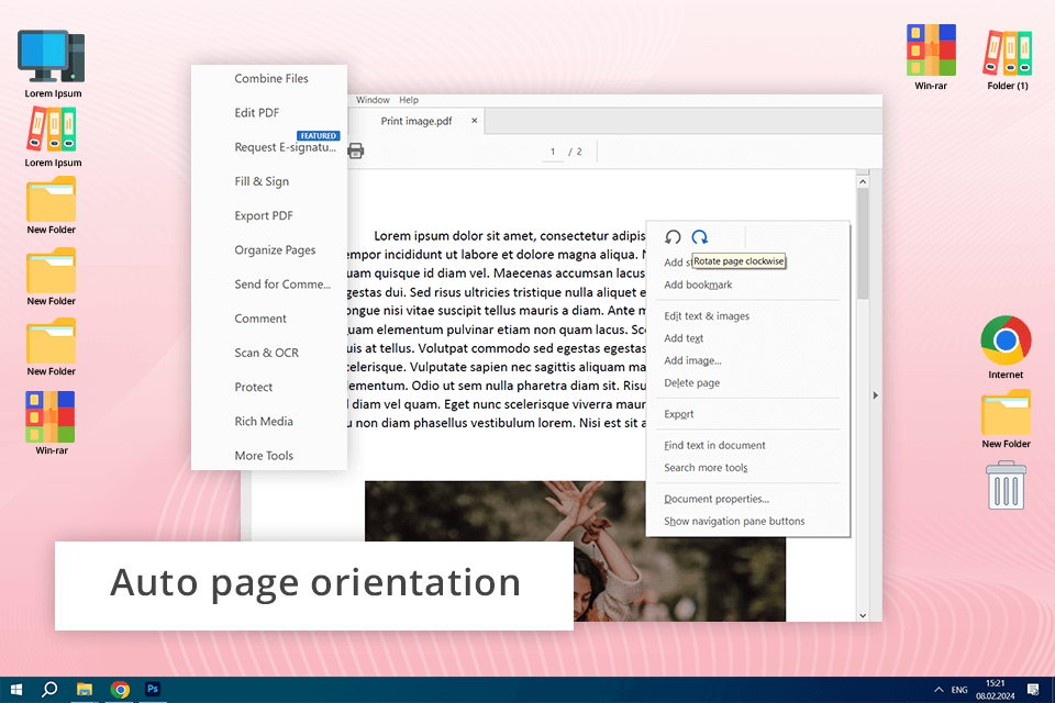 adobe acrobat pdf rotator inteface