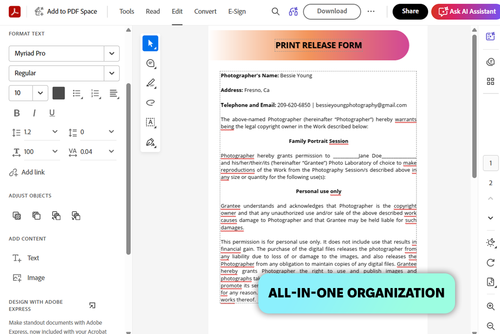 adobe acrobat pro interface