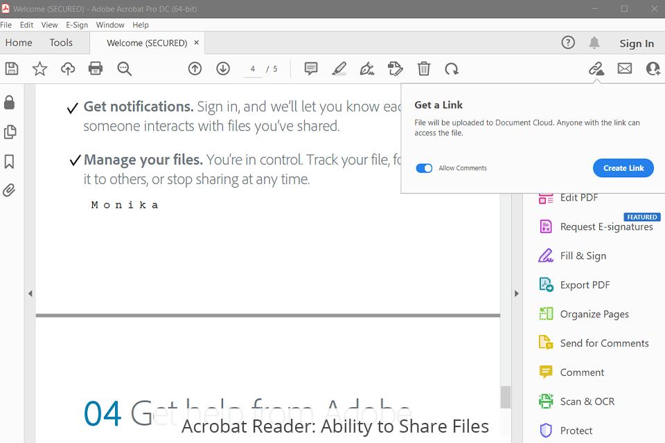 adobe acrobat reader dc feature