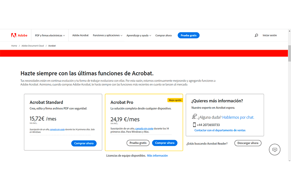 batalla de precios de adobe acrobat standard vs pro
