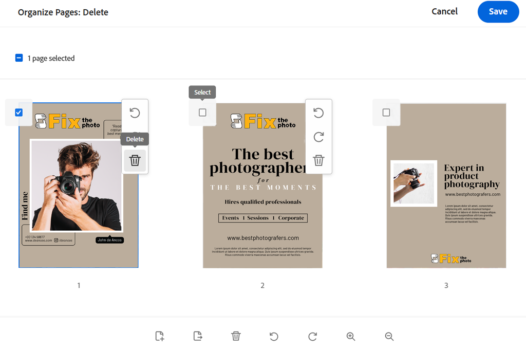 adobe acrobat to delete pages from pdf