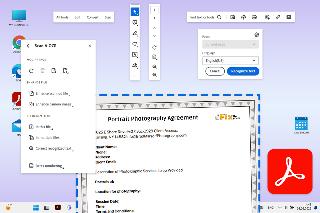 adobe acrobat tool to deskew pdf online