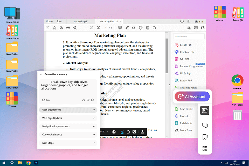 adobe ai assistant acrobat marketing plan overview