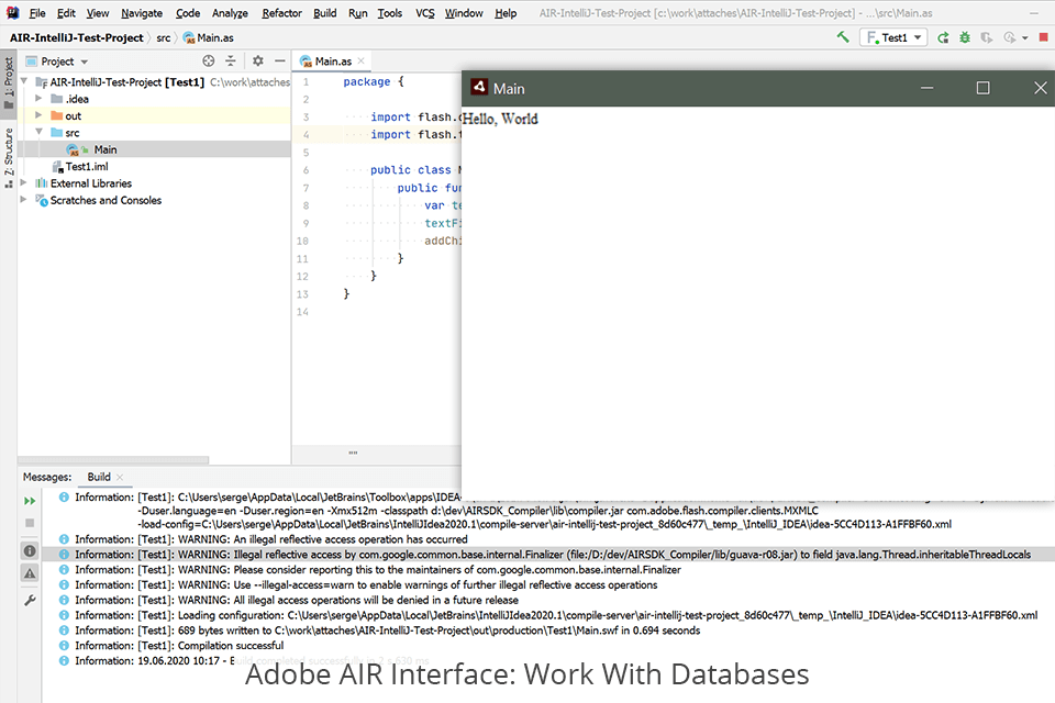 adobe air interface work with databases