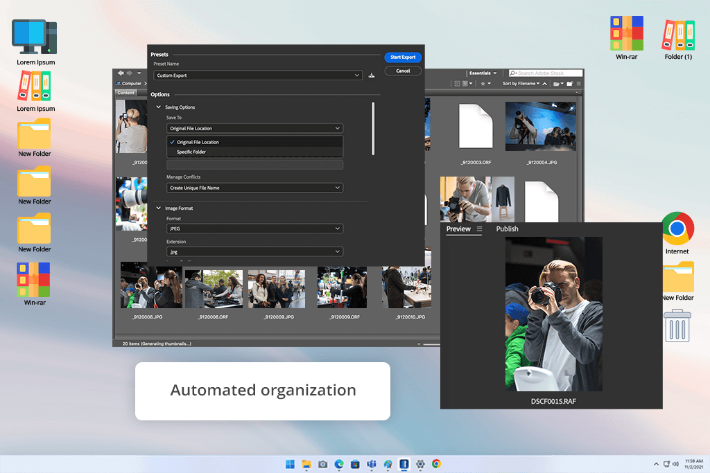 adobe bridge photo organizing software interface