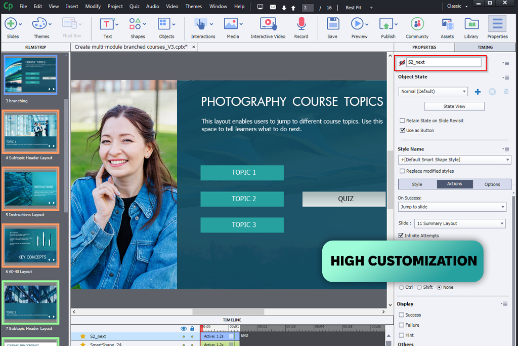 adobe captivate interface