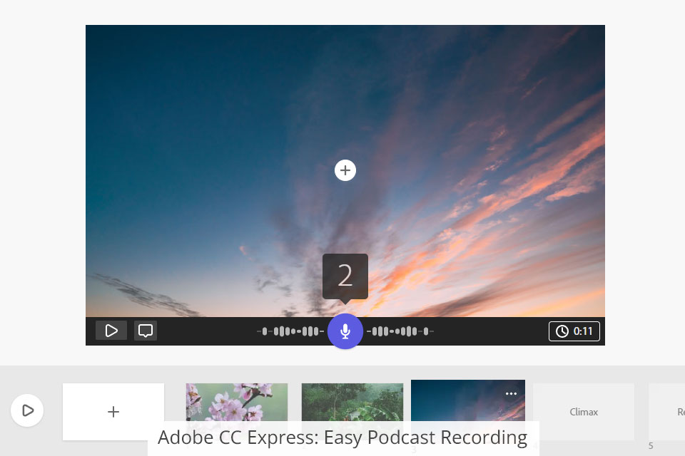 adobe creative cloud express تسجيل بودكاست سهل
