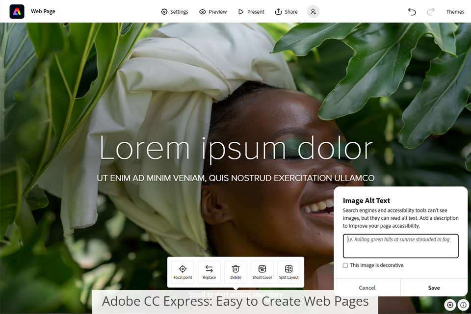 adobe cc express interface