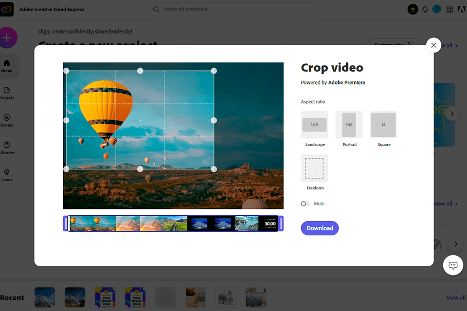 نصائح adobe cc express لاقتصاص الفيديو