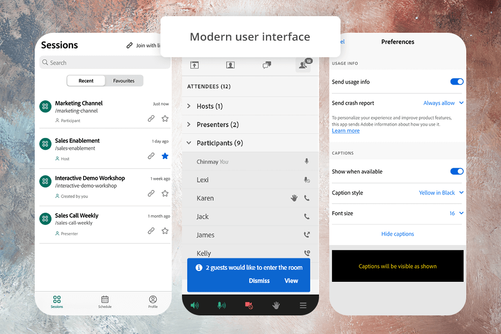 adobe connect mobile app interface
