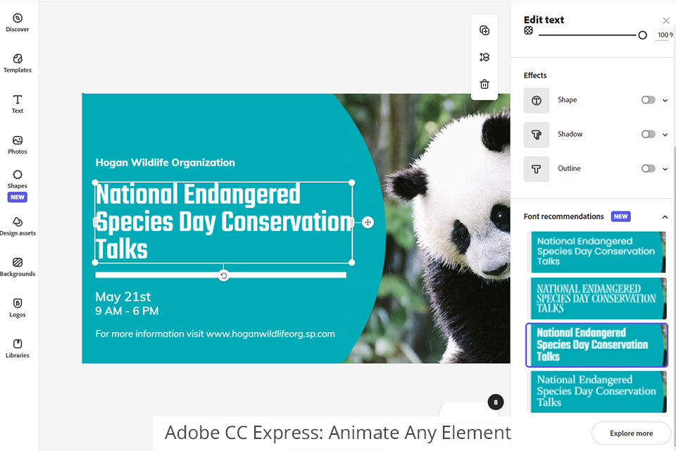 adobe creative cloud express حرك أي عنصر