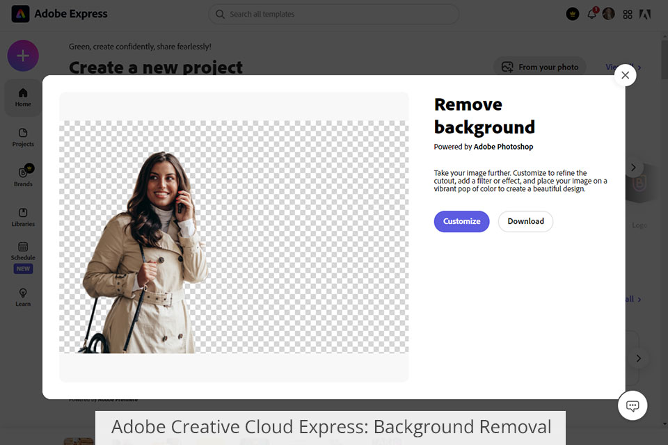adobe creative cloud express إزالة الخلفية