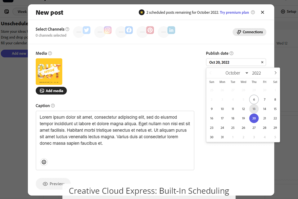 creative cloud express post scheduling