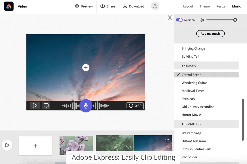 adobe creative cloud express clip editing