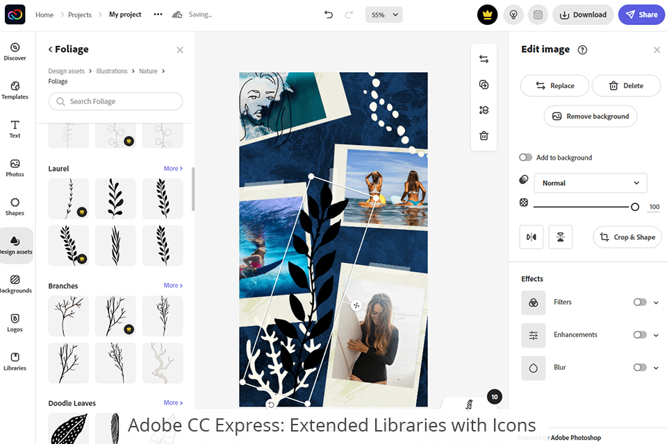 adobe creative cloud express مكتبات موسعة