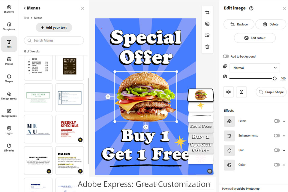 adobe creative cloud express great customization