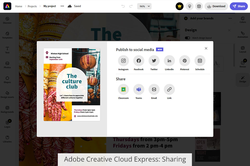 adobe creative cloud express sharing