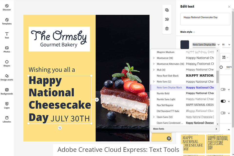 adobe creative cloud express نص