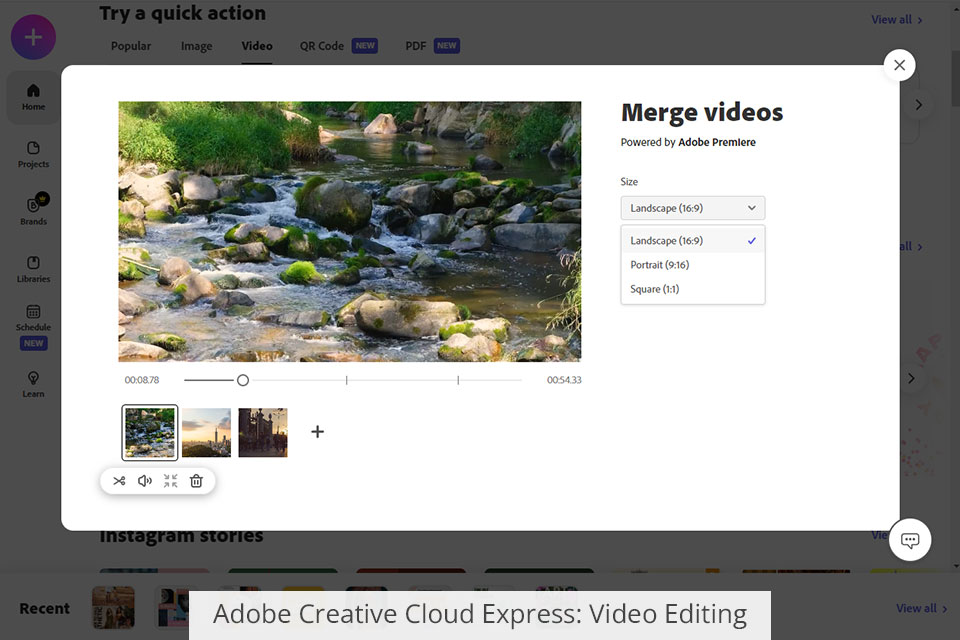 adobe creative cloud express تحرير الفيديو