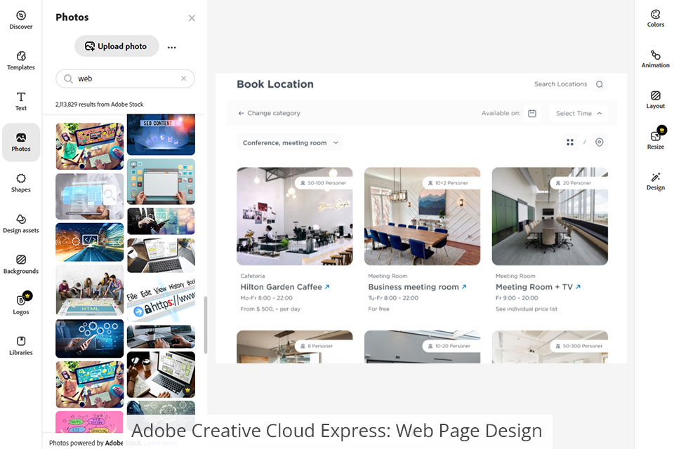 adobe creative cloud express web design
