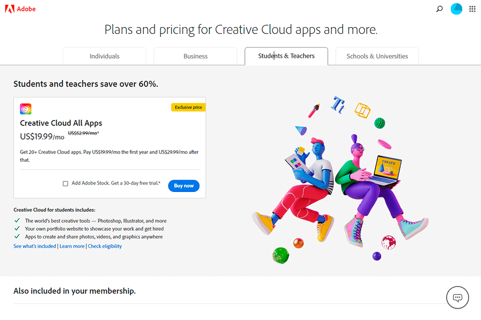 خصومات adobe للطلاب