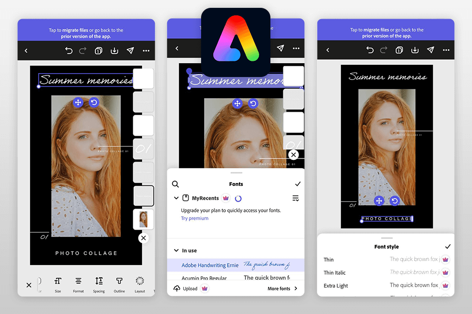 adobe express add caption to photo app