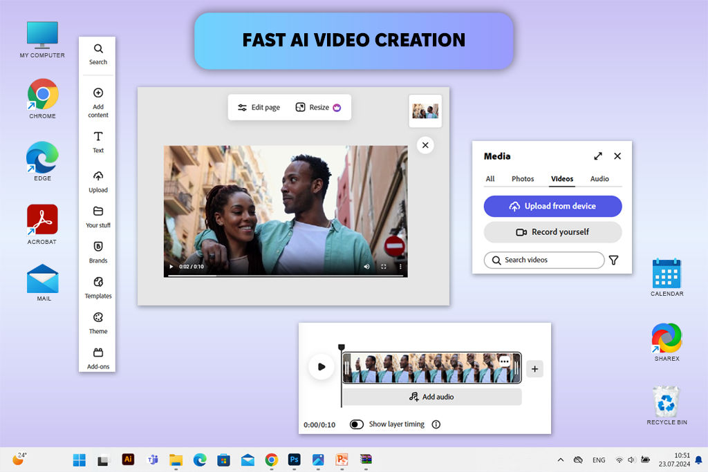 adobe express ai video editor interface