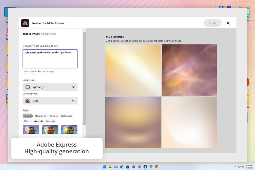 adobe express software interface