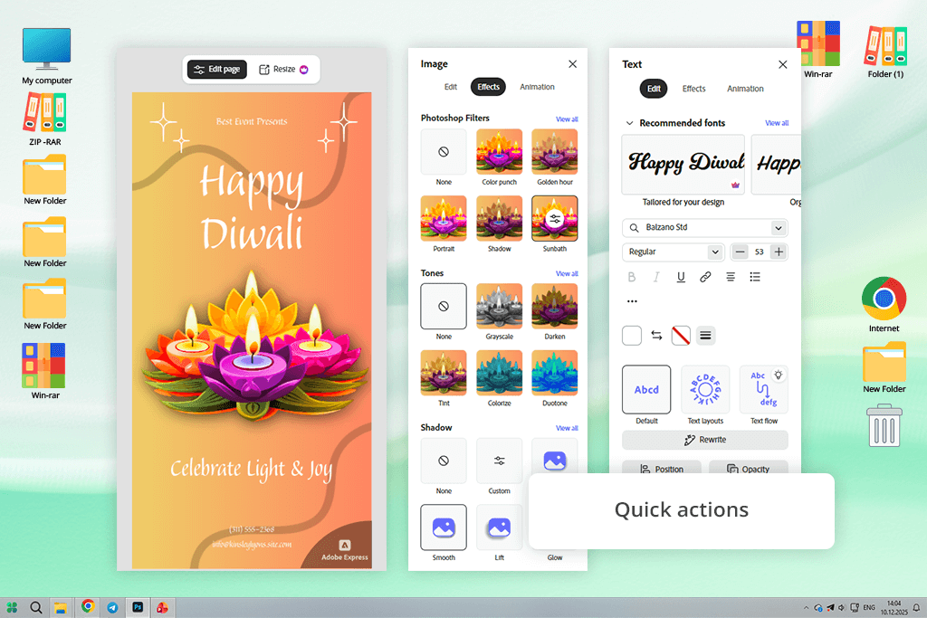 adobe express app interface