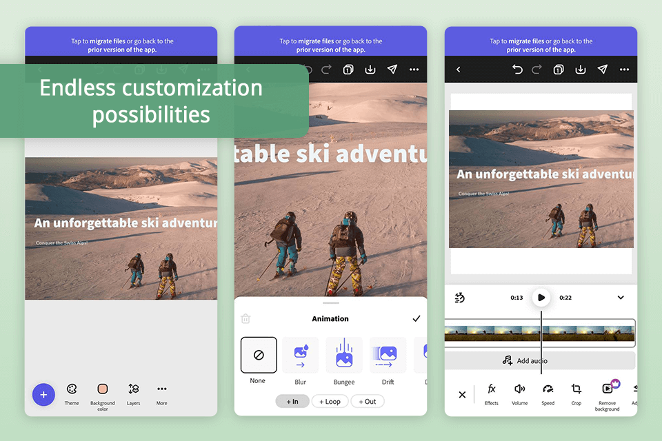adobe express app for video captions interface