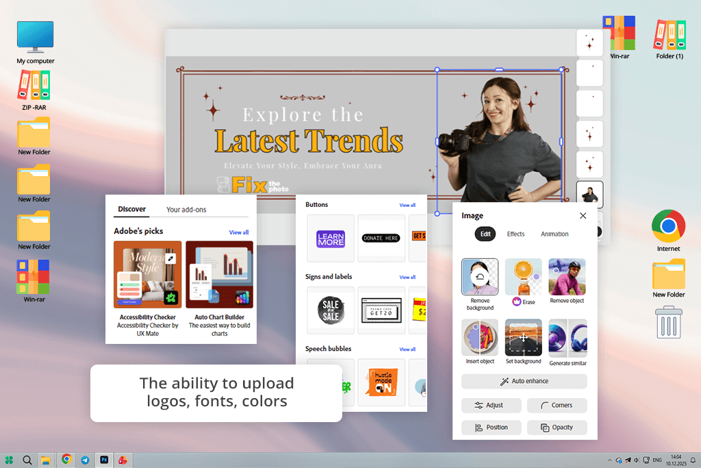 adobe express app interface