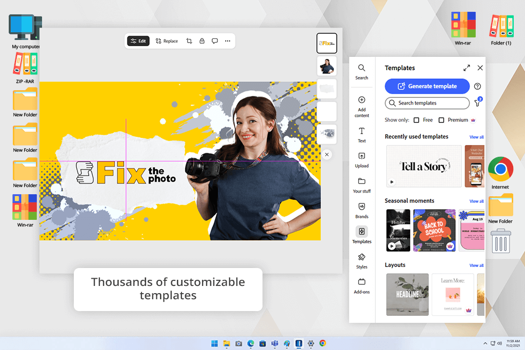 adobe express interface
