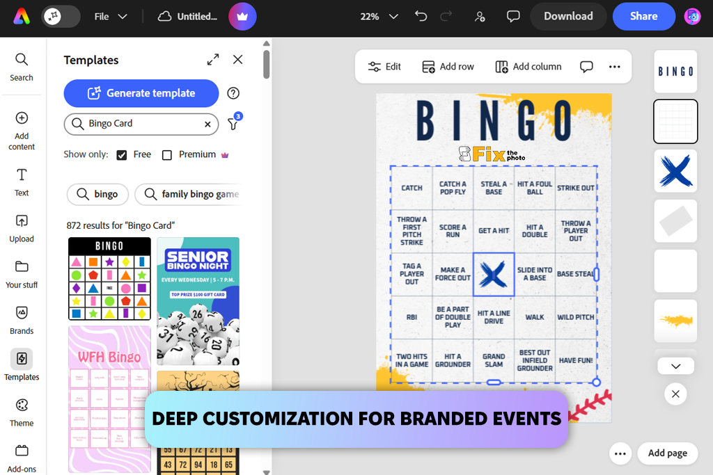 adobe express bingo card generator