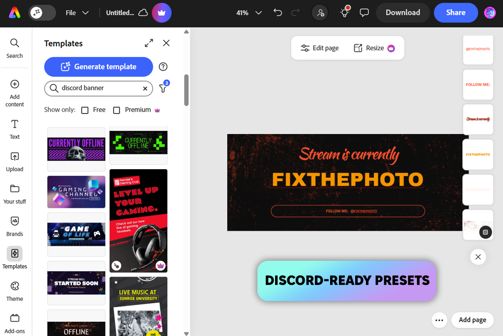 adobe express discord banner maker