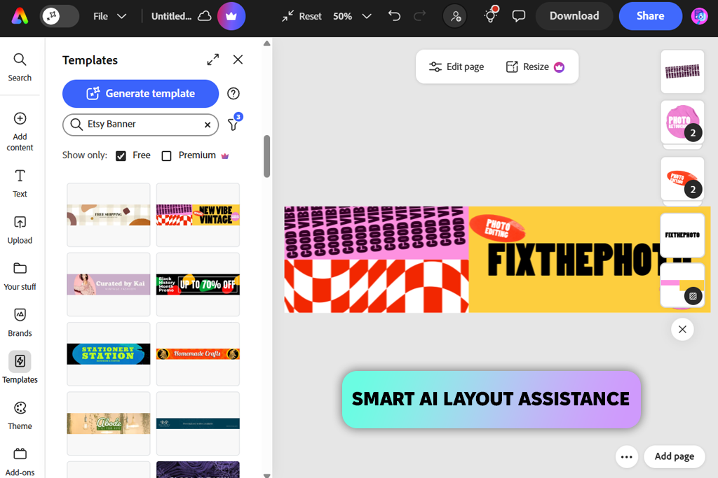adobe express etsy banner maker