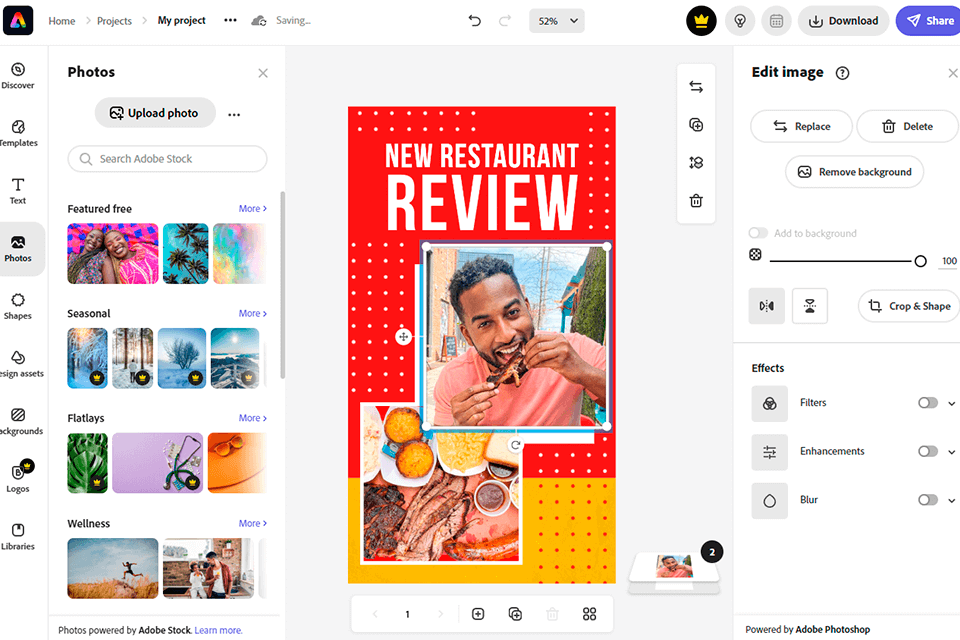 adobe express for nonprofits interface